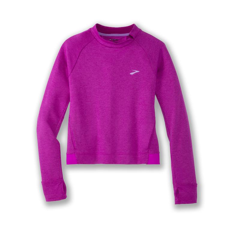 Brooks NOTCH THERMAL Long Sleeve Running Shirt Womens Canada - Heather Magenta (QYH167380)